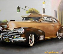 Статуэтка 复古汽车 1 油画，画布