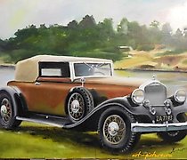 Статуэтка 复古汽车 6 油画，画布