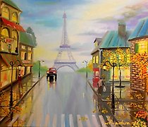 Статуэтка 在法国的某个地方，油画布