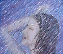 购买 在雨中,画布,油画