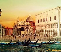 Статуэтка 威尼斯出租车 油画，画布