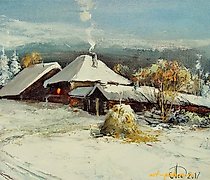 Статуэтка "Winter noon oil, canvas"