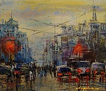 Статуэтка 红色光油，画布