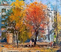 Статуэтка 秋天的庭院 油画，画布