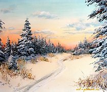 Статуэтка 冬季公路 油画，画布