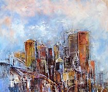 Статуэтка 城市的垂直，油画，画布