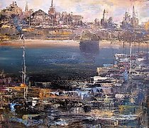 Статуэтка 城市. 港口. 机场 油画, 布面