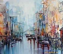 Статуэтка 城市。港口。机场。丙烯，画布。