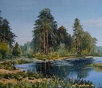 Статуэтка 森林池塘 油画，画布