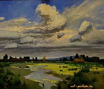 Статуэтка 雨后。画布，油画。