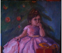 buy Christmas. Oil, canvas on cardboard.