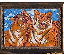 купить Тигриная нежность вышивка бисером 
