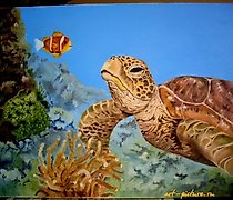 buy The translation of the text is "TURTLE Oil, canvas."