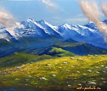 Статуэтка 山地风景 布面油画，油画刷，用刀画技法