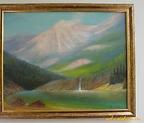 Статуэтка 瀑布在山中，油画