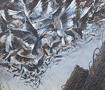 Статуэтка 鸟 油画，画布