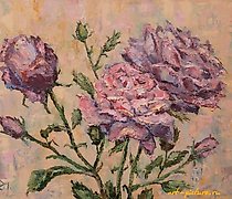 Статуэтка 抹刀玫瑰 油画，画布