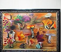 купить грибы масло, холст 