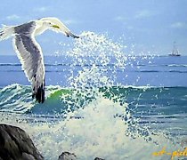 buy The translation of "Чайка холст, масло" into English is "Seagull canvas, oil."