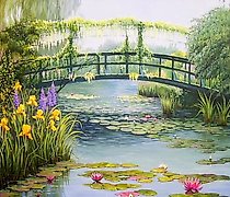 购买 蒙奈的小桥（我的版本）。画布，油画