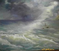 Статуэтка "Sea. Storm oil on hardb…