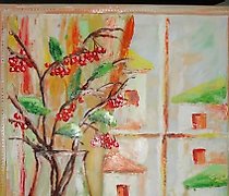 Статуэтка 窗边秋季静物油画，画布