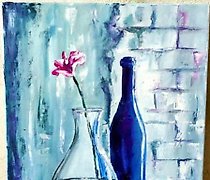 Статуэтка 蓝色油画上的花，画布