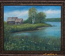 Статуэтка 湖边的小屋 油画，画布