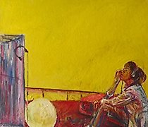 купить "Жёлтая комната" масло, ДВП, смешанная техника 