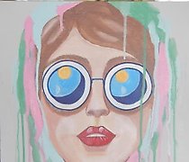 购买 海边的油画、画笔和画布