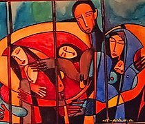 Статуэтка 期待 油画，画布