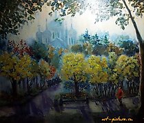 购买 在公园,纸板上的油画 35*50。