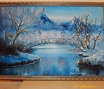 купить Зимний пейзаж холст на картоне,масло