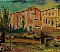 Статуэтка 庭院丙烯画在帆布上