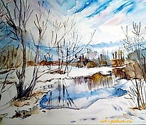 Статуэтка 春天的纸，水彩