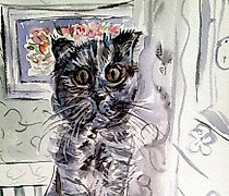 Статуэтка 我的害怕的杜西的肖像 纸，水粉画