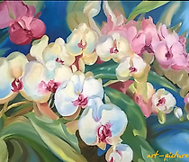 购买 兰花油画,画布