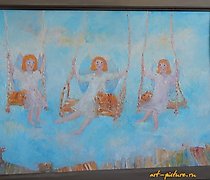 купить Ангельские души Масло, холст на картоне