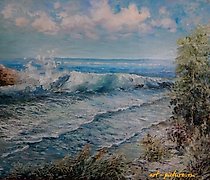 购买 那里的安加尔斯基微风让人目眩... 油画，纸板上的油画