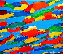 购买 水景 丙烯画，纸板上的画布