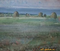 Статуэтка 草地割草。水彩。60 x 80 厘米