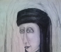 Статуэтка 黑色纸上的肖像，铅笔，木炭