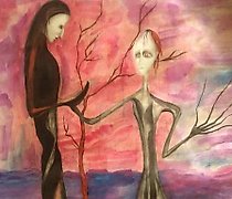 Статуэтка 红木 水彩，铅笔，水彩纸