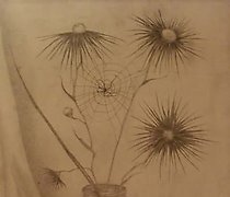 Статуэтка 花朵与丝网纸，铅笔