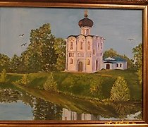 购买 Покрова масло, холст на картоне 翻译成简体中文是：

《保護神》 油画，纸板上的画布