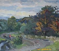 购买 秋天的色彩。纸板,油画。40 x 50 cm