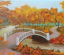 buy The bridge in autumn leaves Canvas, oil