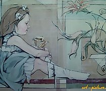 Статуэтка “金色小鸟” 丙烯，画布