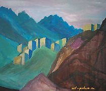 Статуэтка 在霍尔斯特的山中，丙烯画