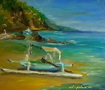 Статуэтка 海滩。巴厘岛 油画，画布